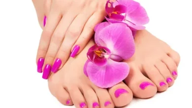 Gel polish manicure and pedicure