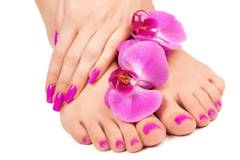 Gel polish manicure and pedicure