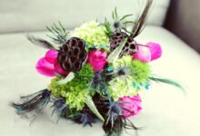 peacock-feathers-and-pods-bouquet